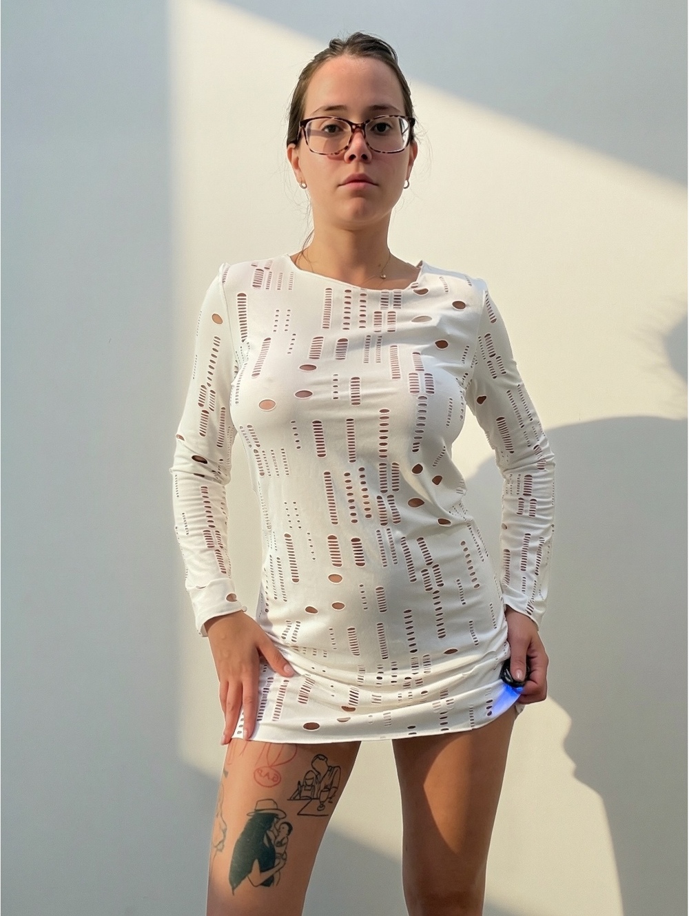 White Cutout Open Back Mini Dress